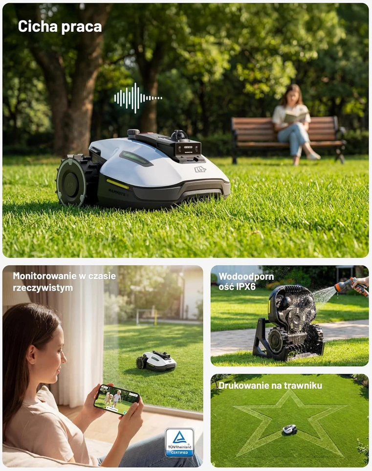Mammotion vejapjovės robotas su LiDAR navigacija, AI, 800 m², 20–60 mm pjovimo aukštis, MTLA25YUM26HEU