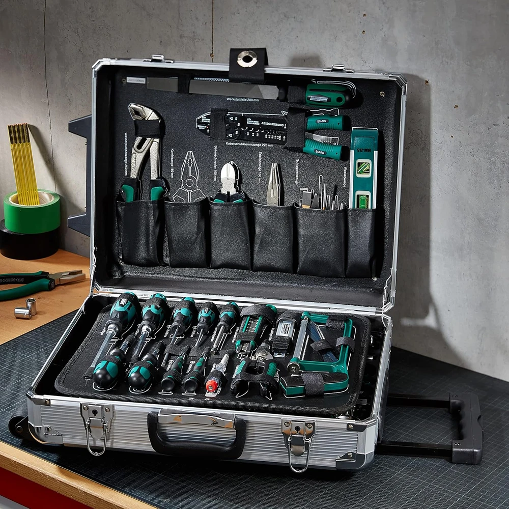 Stanley Mannesmann 159 dalių aliumininis įrankių vežimėlis su komplektu M29077