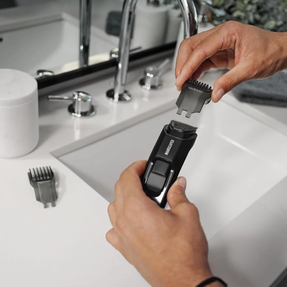 Barzdaskutė MANSCAPED barzdos ir ūsų trimeris su 14 ilgio nustatymų, nerūdijančio plieno ašmenys, USB-C, 1–20 mm, 30-00101-NA