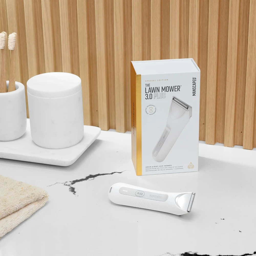 MANSCAPED kūno ir intymių zonų vandeniui atsparus USB-C įkraunamas trimeris The Lawn Mower 3.0 PLUS, SkinSafe, baltas