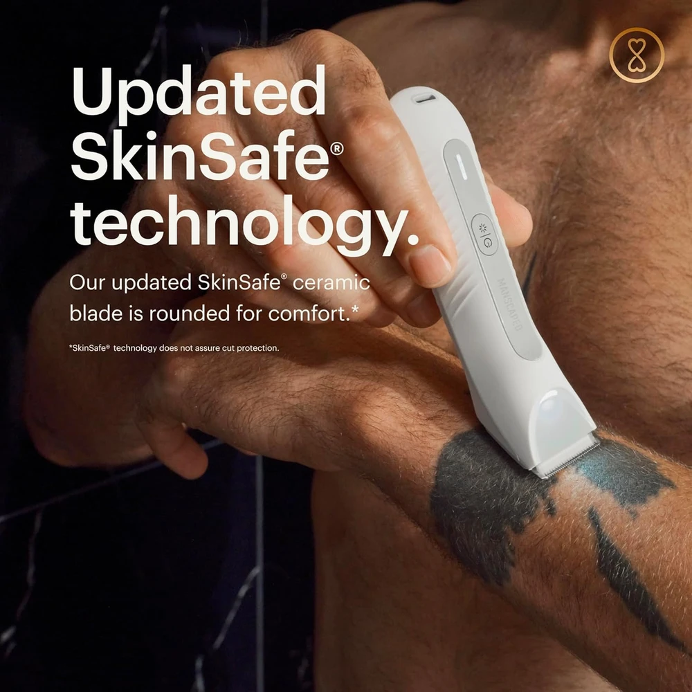 MANSCAPED kūno ir intymių zonų vandeniui atsparus USB-C įkraunamas trimeris The Lawn Mower 3.0 PLUS, SkinSafe, baltas