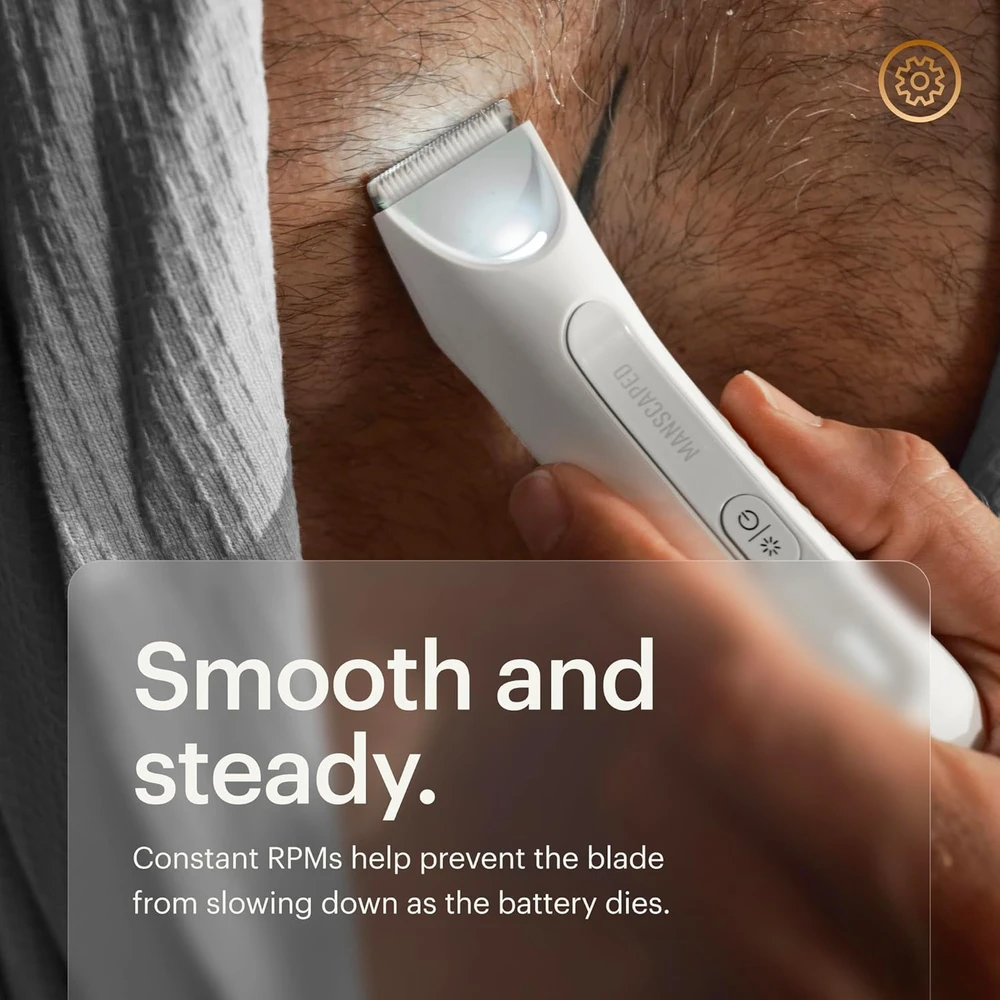MANSCAPED kūno ir intymių zonų vandeniui atsparus USB-C įkraunamas trimeris The Lawn Mower 3.0 PLUS, SkinSafe, baltas