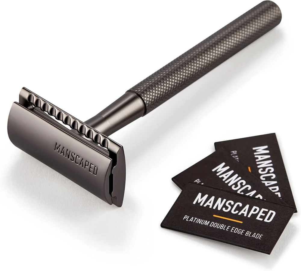 MANSCAPED Plow 2.0 skustuvas vyrams, vienų ašmenų, žalvario ir cinko korpusas, MS-RZ2-01