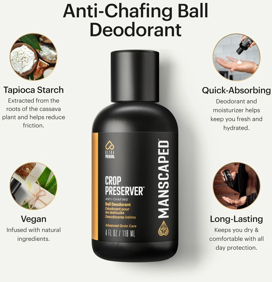 Manscaped vyrų intymios zonos dezodorantas su raminančiu alaviju, 120 ml