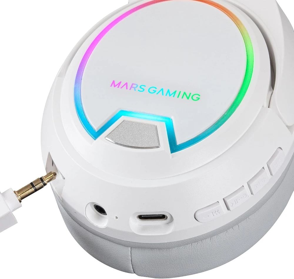 Mars Gaming belaidės žaidimų ausinės 2.4GPRO su mikrofonu, 50 mm, baltos MHW100W