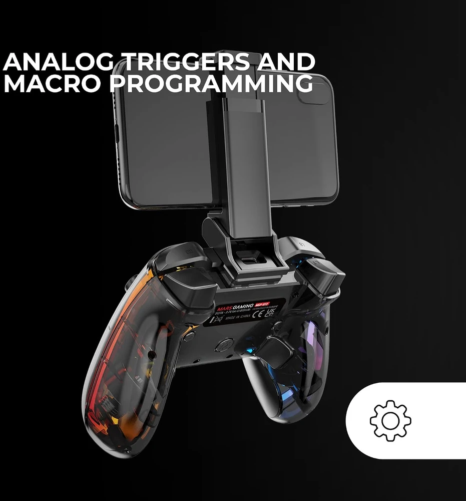 Mars Gaming belaidis žaidimų valdiklis Bluetooth 5.0 su RGB apšvietimu MGPBT2