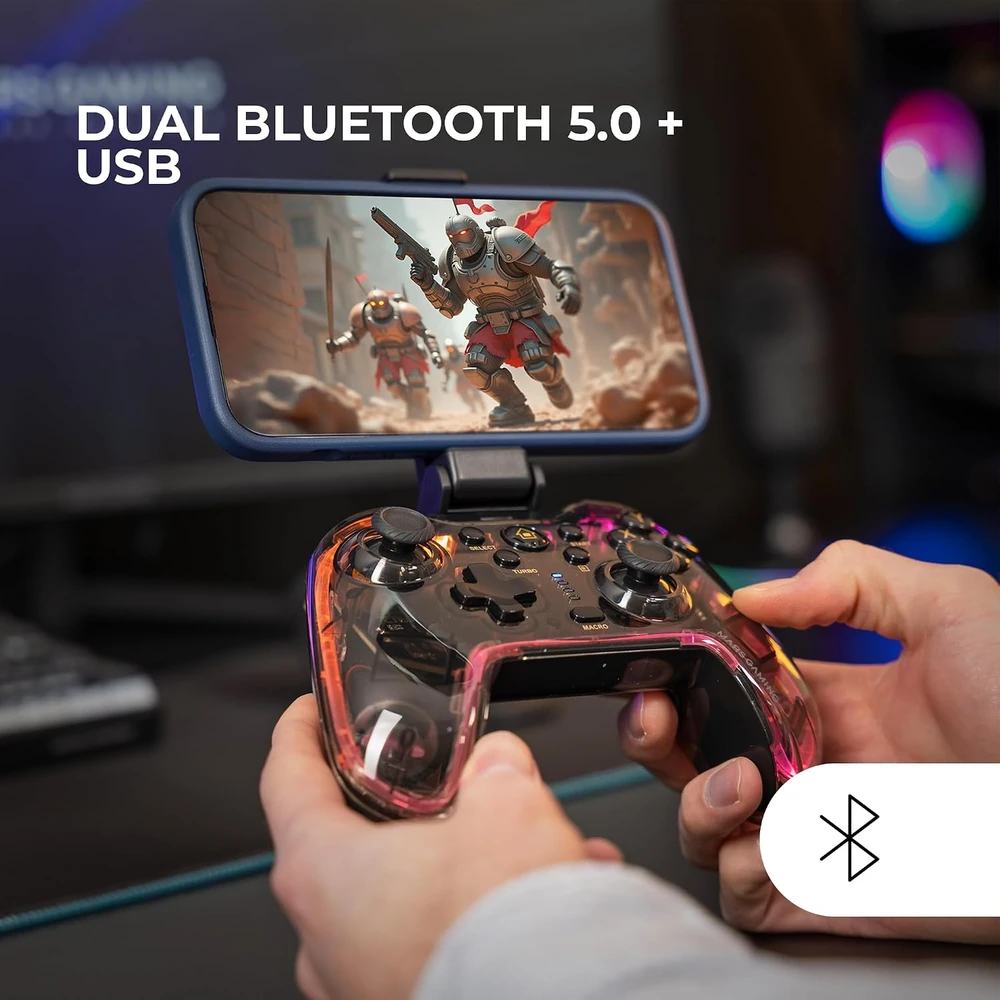 Mars Gaming belaidis žaidimų valdiklis Bluetooth 5.0 su RGB apšvietimu MGPBT2
