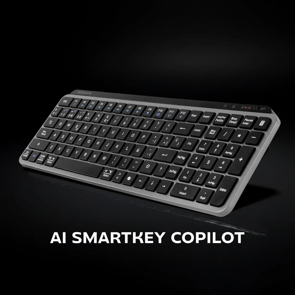 Mars Gaming kompaktiška belaidė klaviatūra su skaitmeniniu bloku, Bluetooth 5.1, MKSILENKEYSPT