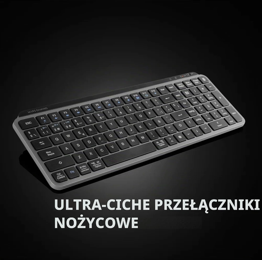 Mars Gaming kompaktiška belaidė klaviatūra su skaitmeniniu bloku, Bluetooth 5.1, MKSILENKEYSPT