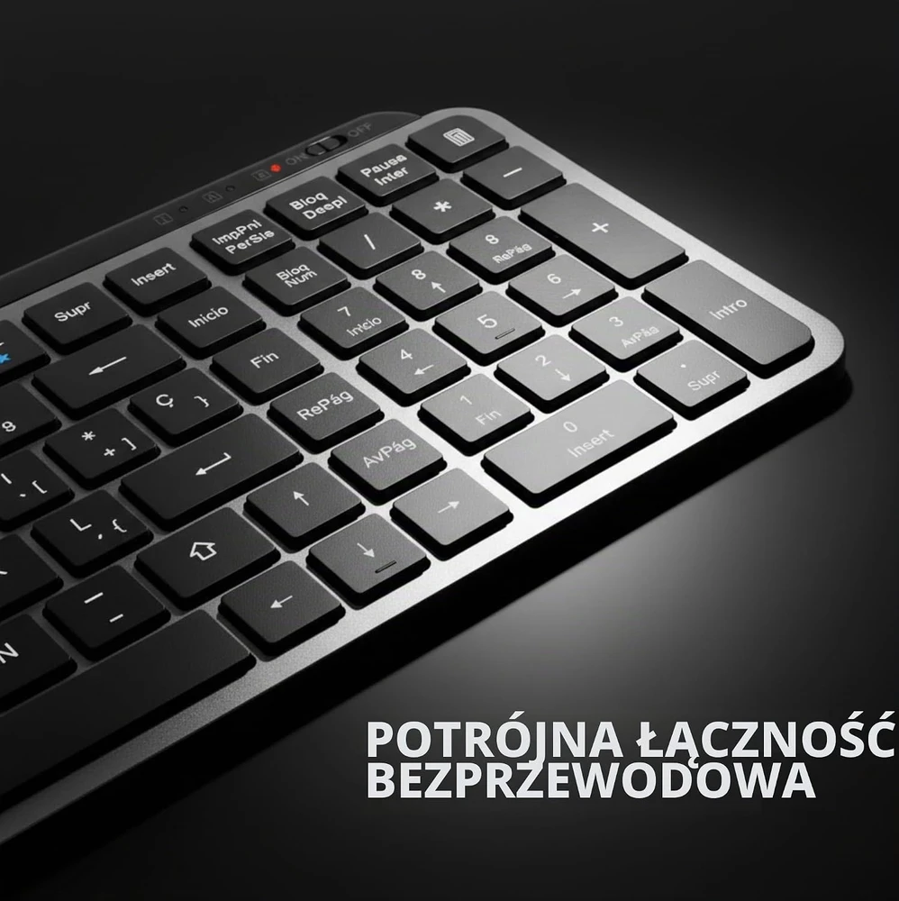 Mars Gaming kompaktiška belaidė klaviatūra su skaitmeniniu bloku, Bluetooth 5.1, MKSILENKEYSPT