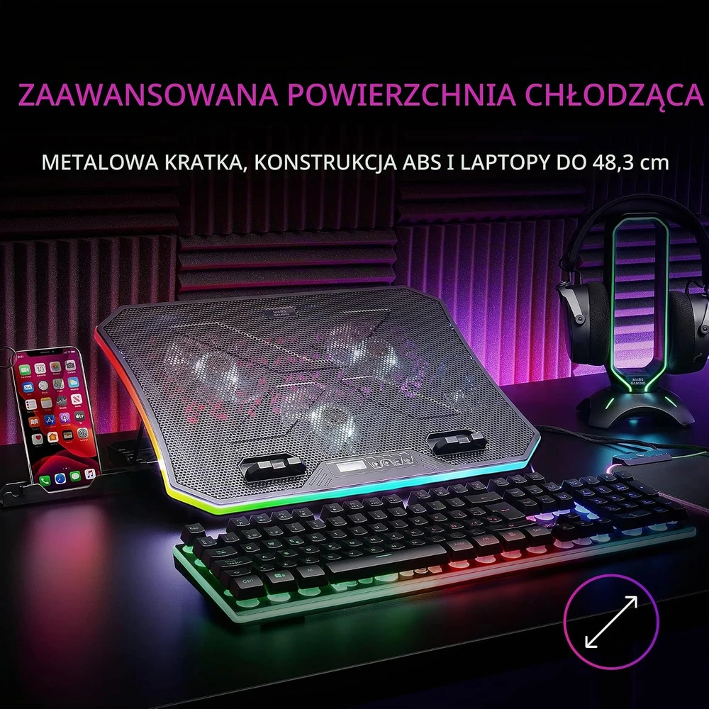 Mars Gaming MNBC6 nešiojamojo kompiuterio aušinimo stovas iki 19 col. su 3 ventiliatoriais