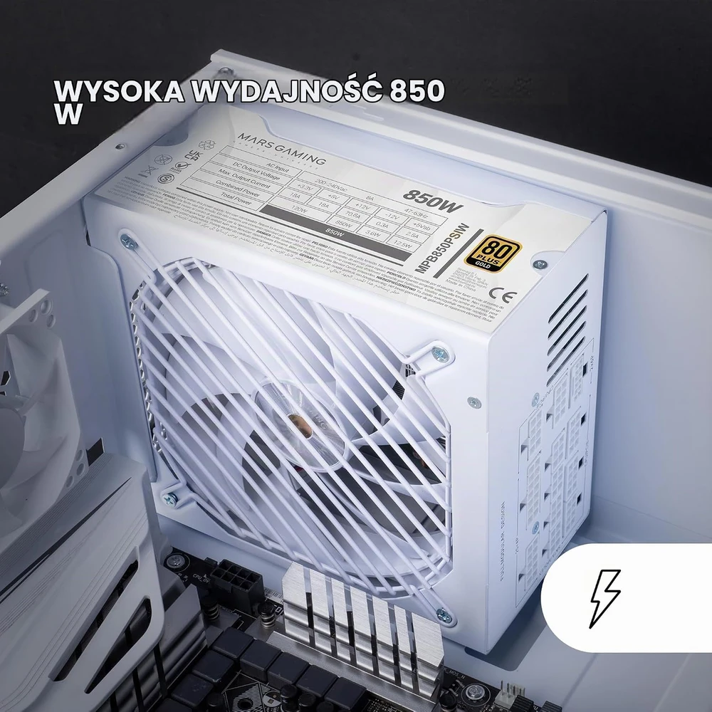 Mars Gaming MPB850PSIW 850 W kompiuterio maitinimo šaltinis, 80 Plus Gold, ATX 3.1