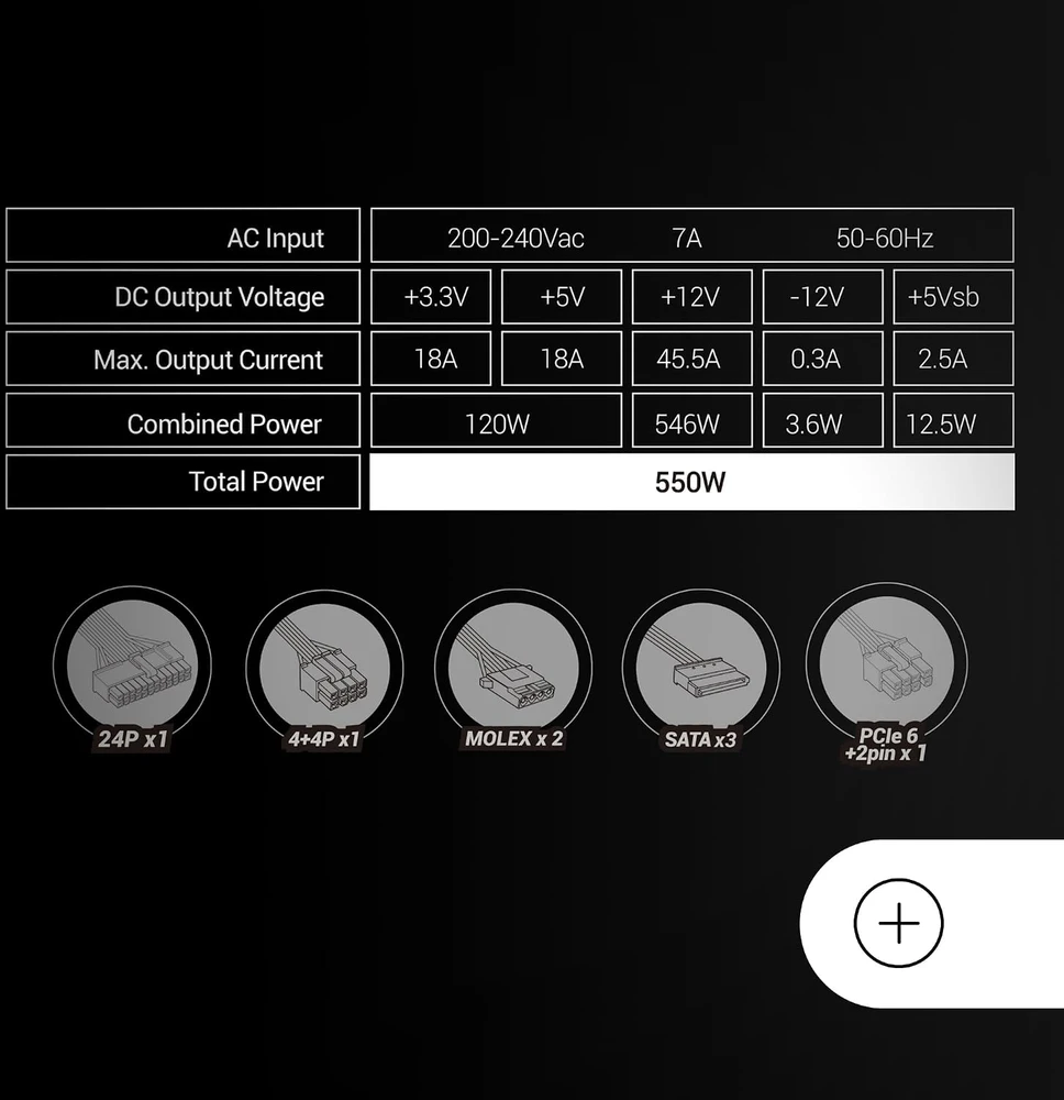 Mars Gaming MPIII550PW 550 W ATX kompiuterio maitinimo šaltinis, 80 Plus Bronze