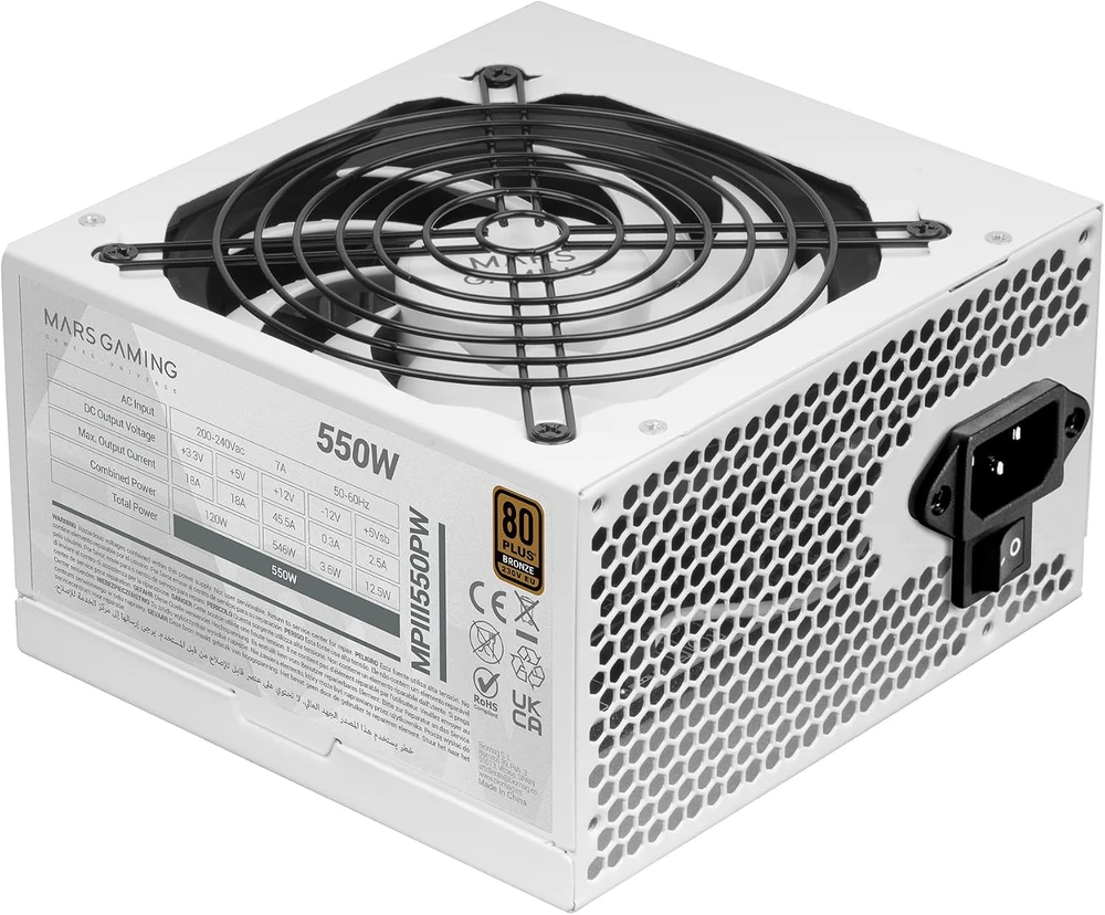 Mars Gaming MPIII550PW 550 W ATX kompiuterio maitinimo šaltinis, 80 Plus Bronze