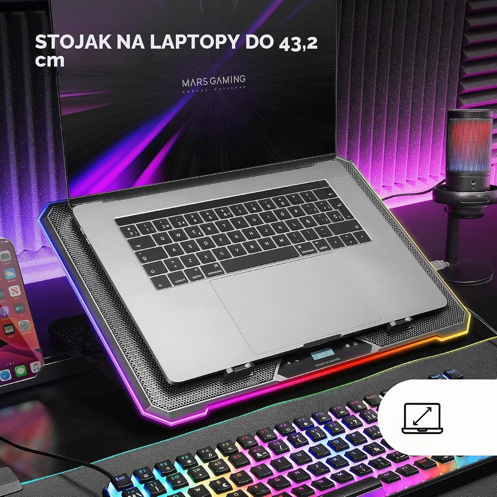 Mars Gaming nešiojamojo kompiuterio aušinimo stovas 17 col., 13 ventiliatorių, MNBC13