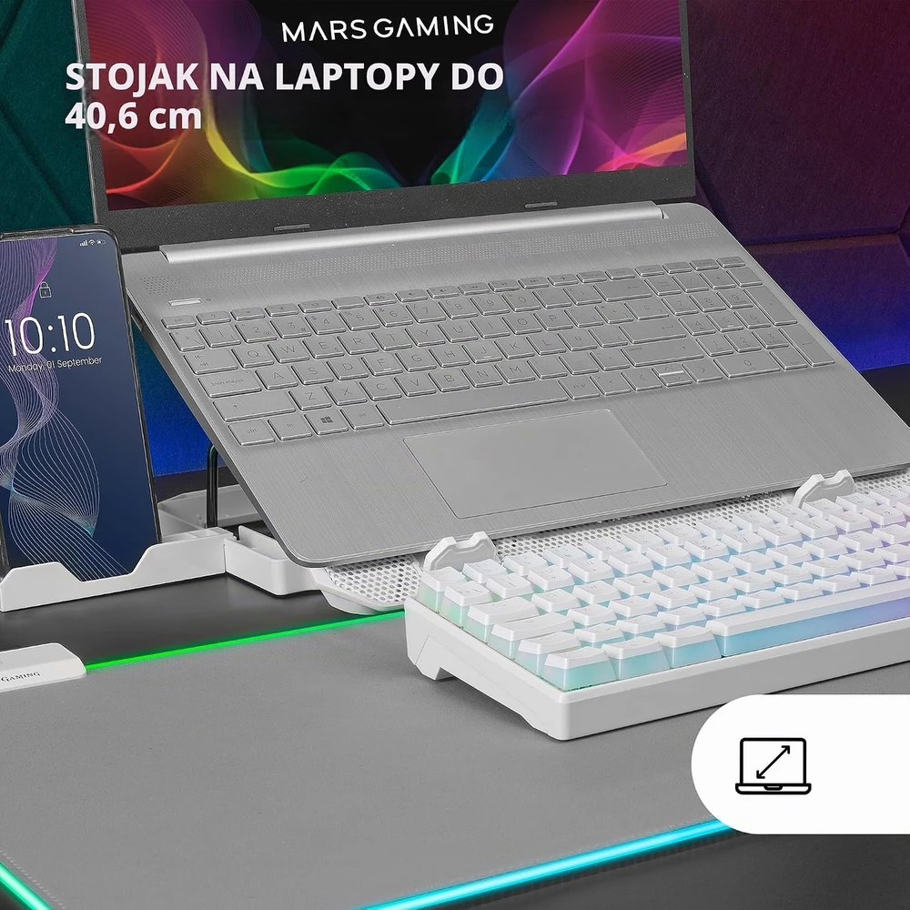 Mars Gaming nešiojamojo kompiuterio aušinimo stovas iki 16 colių su 6 ventiliatoriais MNBC23W