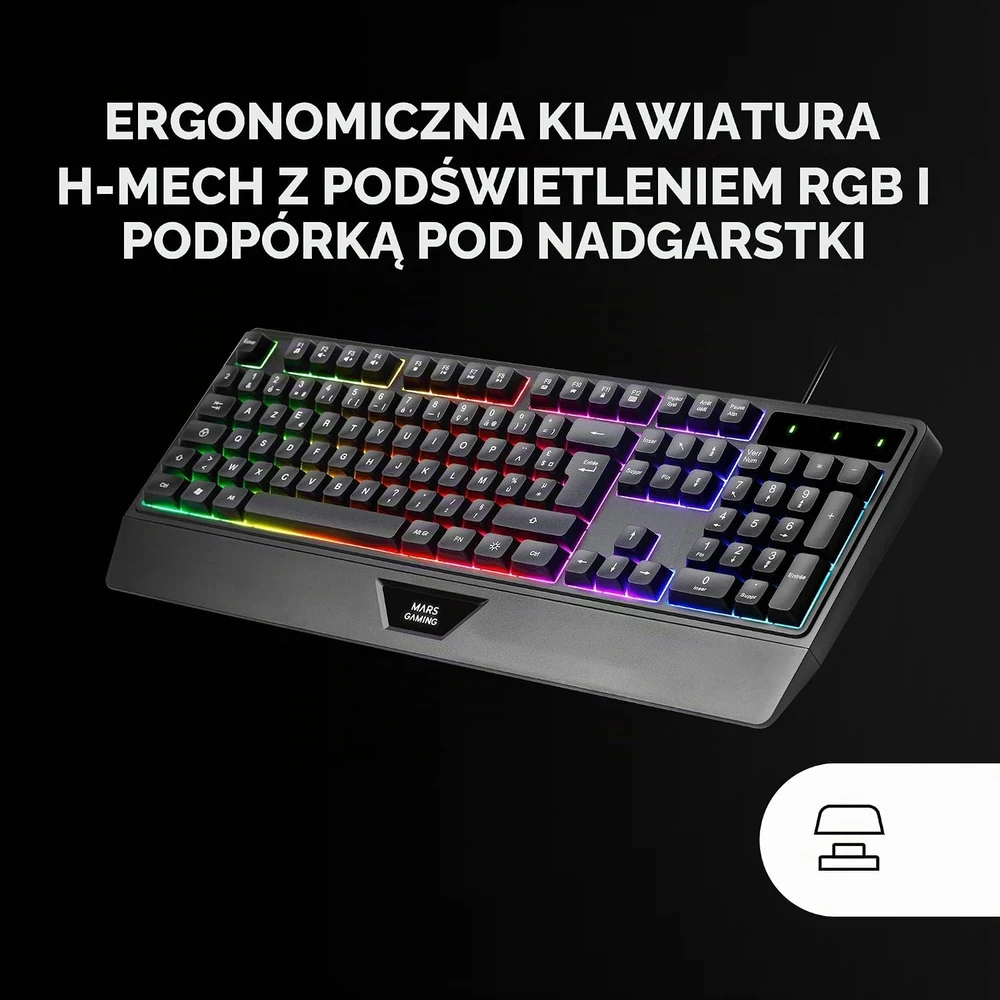 Mars Gaming žaidimų rinkinys „4 viename“ su H-Mech klaviatūra, 3200 DPI pele ir ausinėmis, MCP124PROES