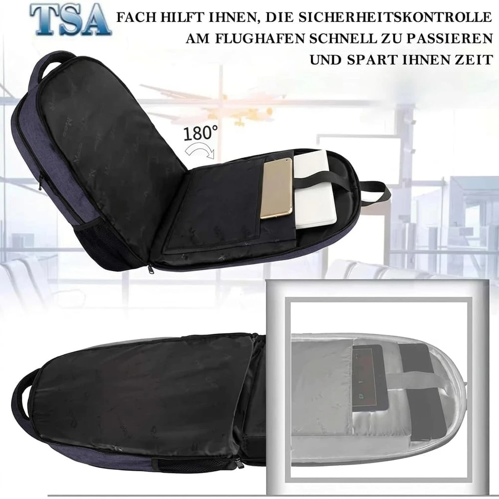 MATEIN didelė nešiojamojo kompiuterio kuprinė, 38 l, 17,3 colio, vandeniui atspari, tamsiai mėlyna, 100701BLU