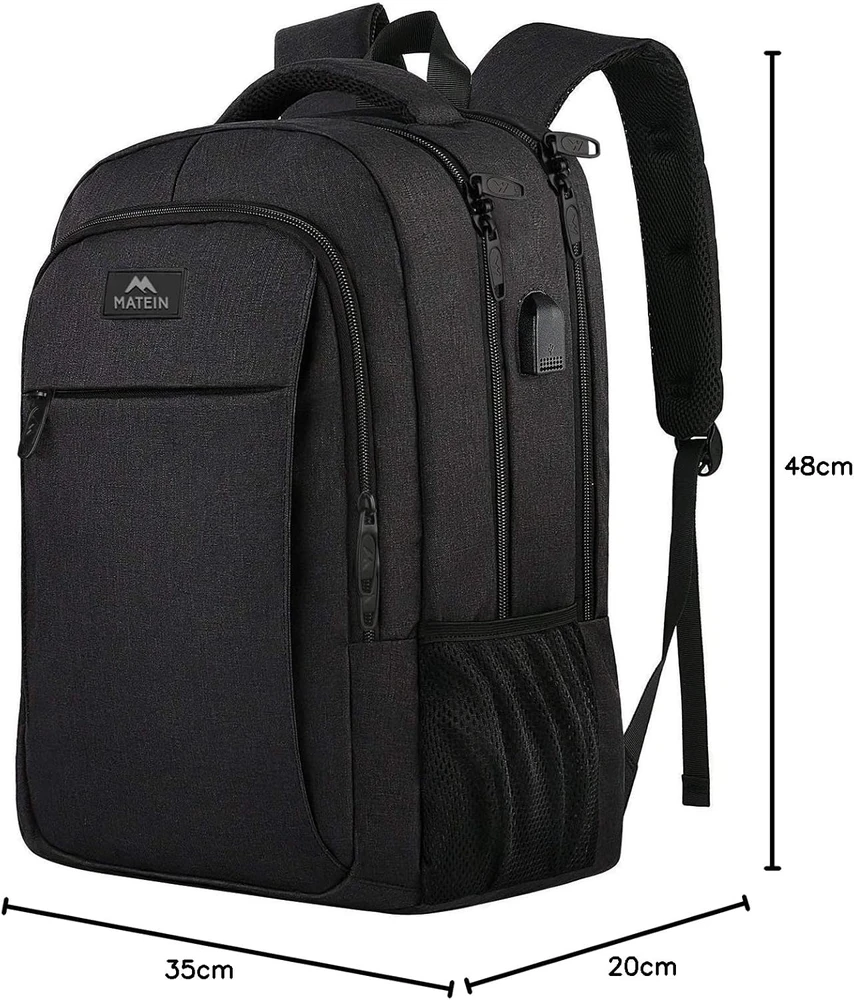 MATEIN nešiojamojo kompiuterio kuprinė 17,3 colių, vandeniui atspari, 34,99 l, juoda, 100701BLK