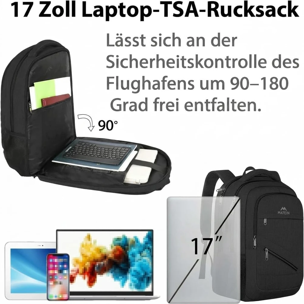 MATEIN nešiojamojo kompiuterio kuprinė 17.3 col., 30 l, atspari vandeniui, 103500BLK