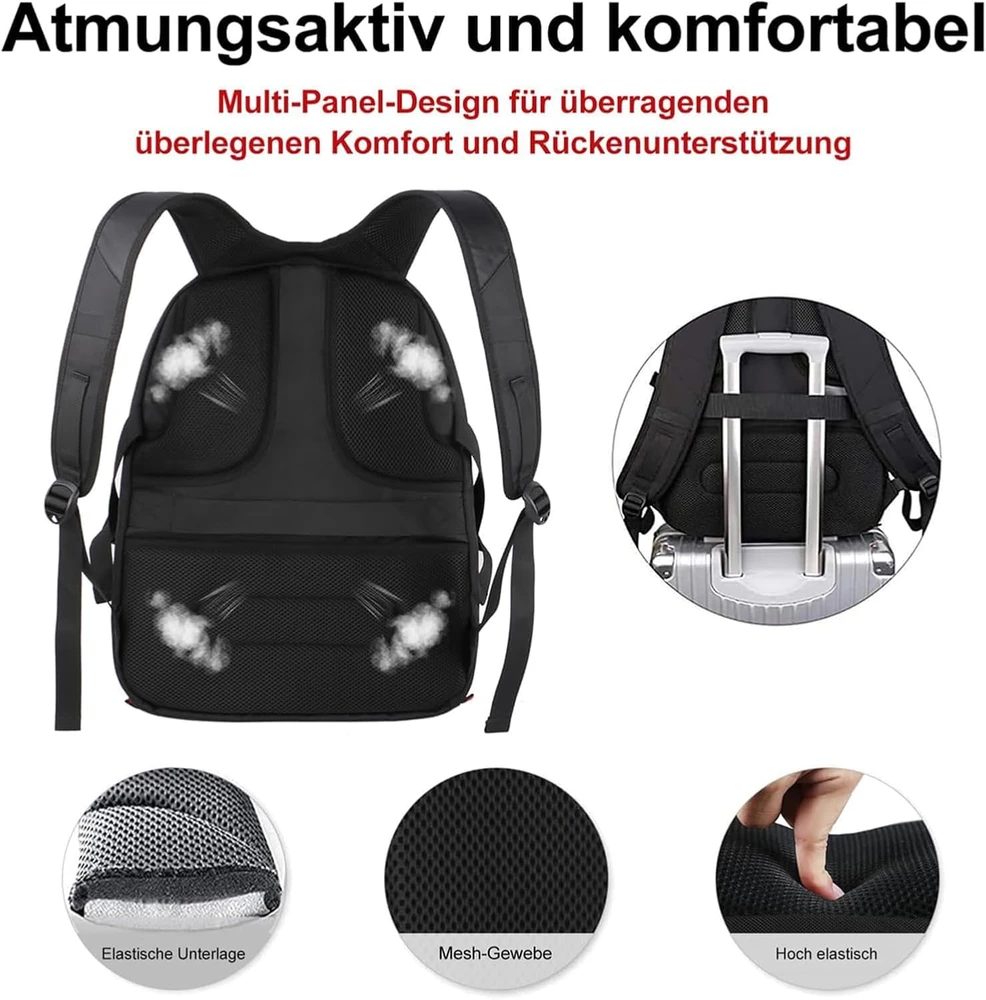 MATEIN nešiojamojo kompiuterio kuprinė, 17,3 colių, vandeniui atspari, 50 l talpa, juoda 100802BLK