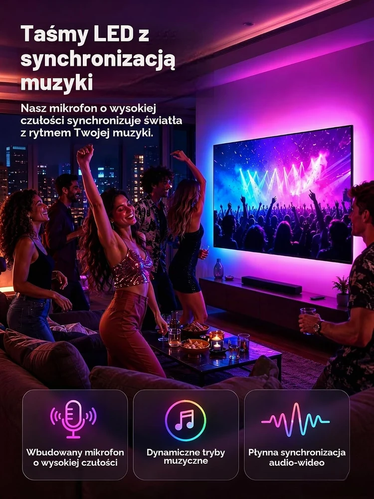MATICOD 3 m RGB LED juosta televizoriui su Bluetooth ir USB, SKS-BT-10