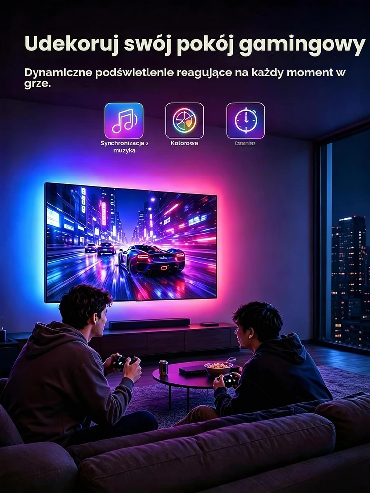 MATICOD 3 m RGB LED juosta televizoriui su Bluetooth ir USB, SKS-BT-10