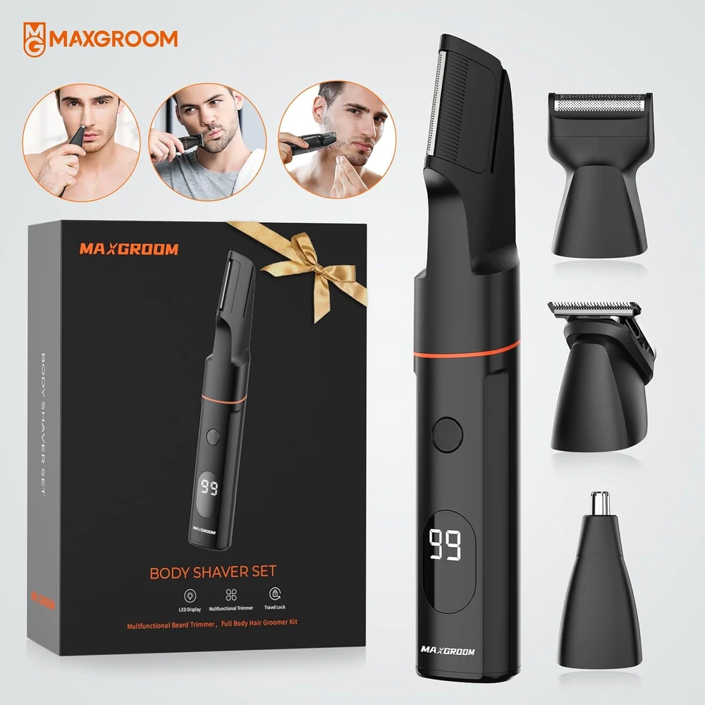 MAXGROOM elektrinis kūno plaukų kirpimo aparatas 4 viename, IPX6, LED ekranas, M-881