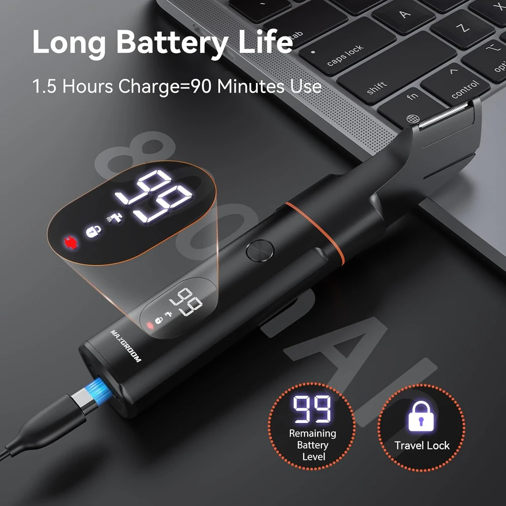 MAXGROOM elektrinis kūno plaukų kirpimo aparatas 4 viename, IPX6, LED ekranas, M-881