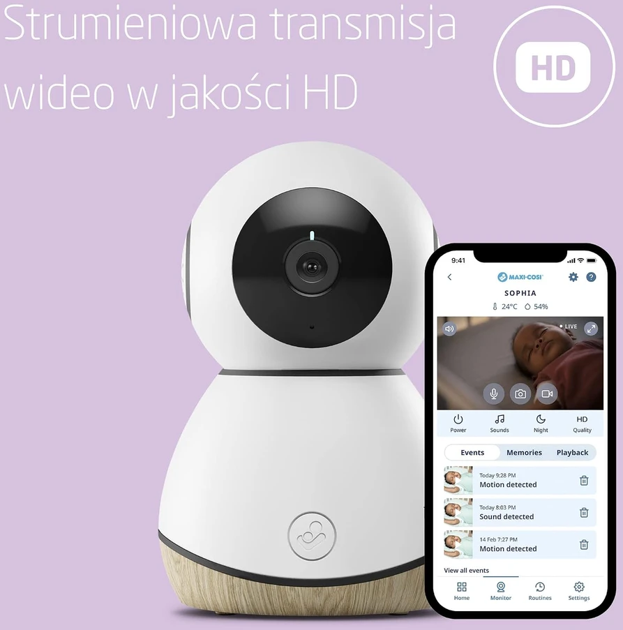 Maxi-Cosi See – internetinė kamera, WiFi HD kūdikių monitorius | Baltas mediena