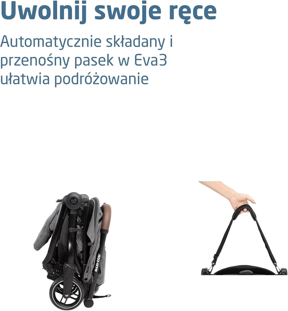 Maxi-Cosi sportinis vežimėlis Eva3 nuo gimimo iki 22 kg, automatinis sulankstymas