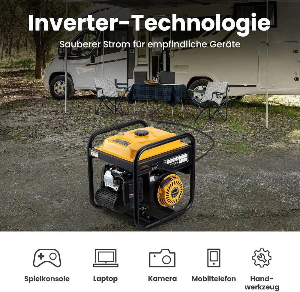 maXpeedingrods inverterinis generatorius 3500 W, benzininis, 2 x 230 V, tylus ir lengvas MXR4500i
