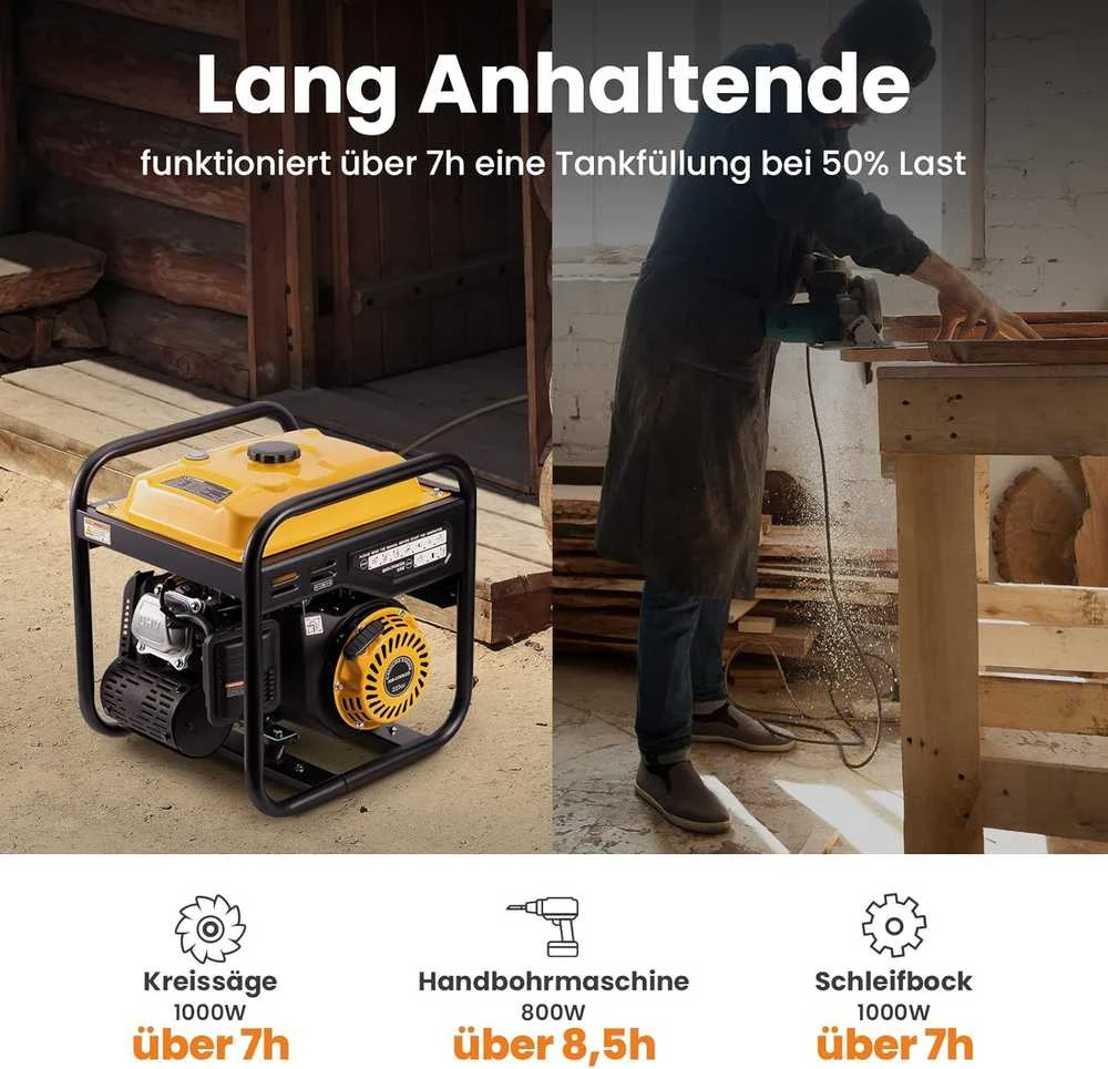 maXpeedingrods inverterinis generatorius 3500 W, benzininis, 2 x 230 V, tylus ir lengvas MXR4500i