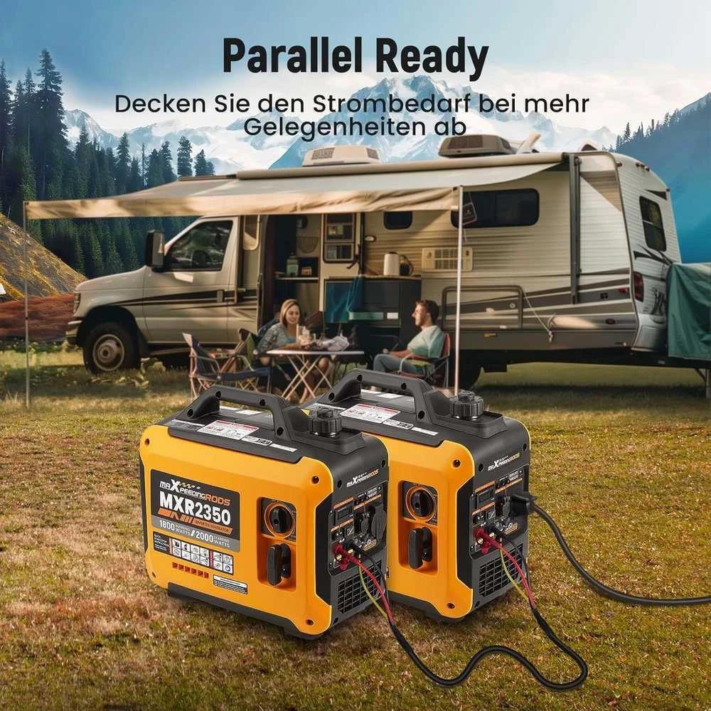 maXpeedingrods inverterinis generatorius 2000 W, benzininis, 4-taktis, USB ir 230 V lizdai, MXR2350