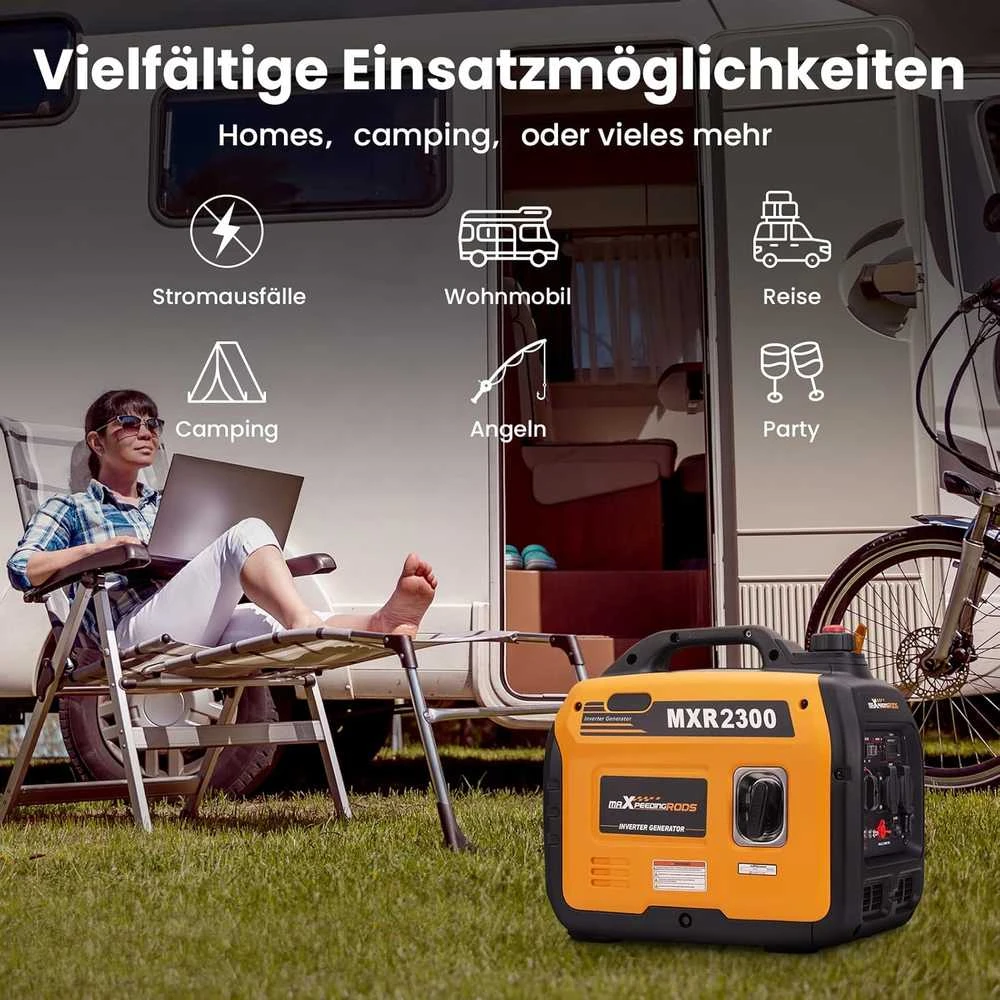 maXpeedingrods inverterinis generatorius 2300 W, benzininis, tylus, USB ir 230 V išėjimai, MXR2300