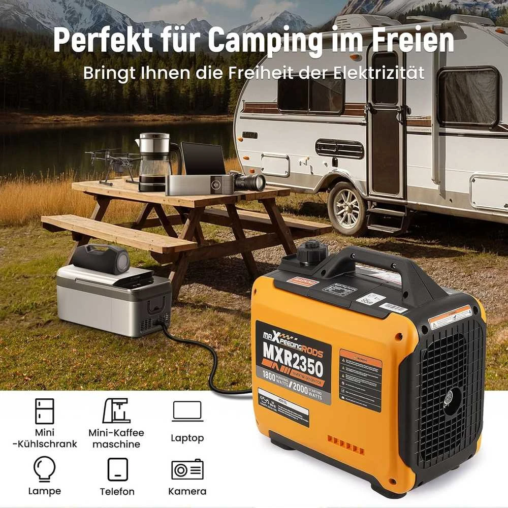 maXpeedingrods inverterinis generatorius 2000 W, benzininis, 4-taktis, USB ir 230 V lizdai, MXR2350