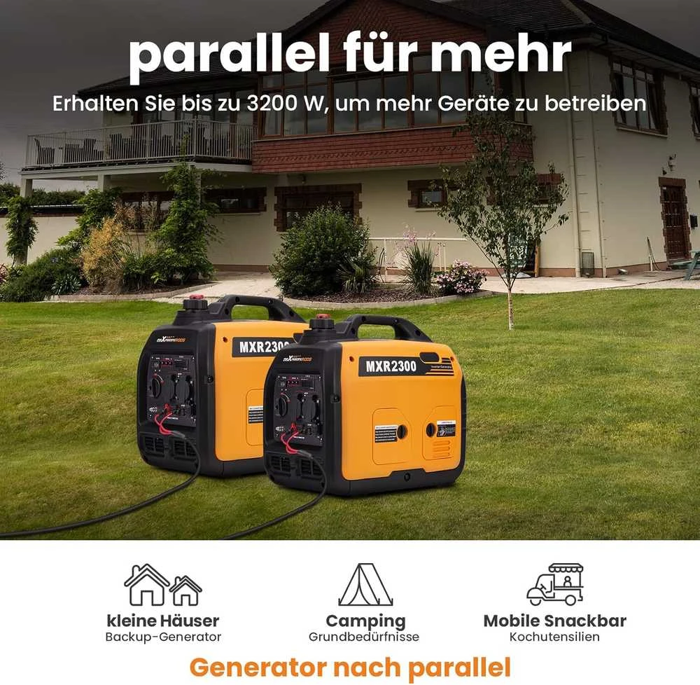 maXpeedingrods inverterinis generatorius 2300 W, benzininis, tylus, USB ir 230 V išėjimai, MXR2300