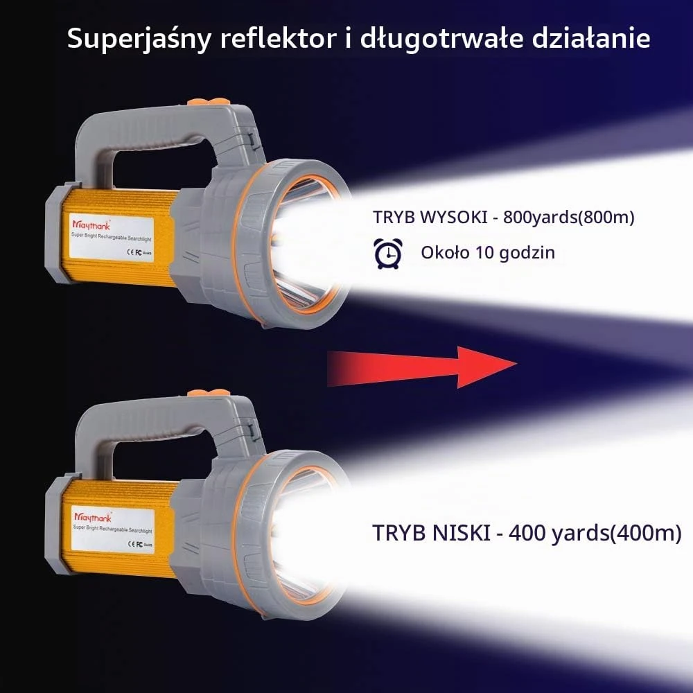 MAYTHANK rankinis LED prožektorius 3000 lm, 10000 mAh, USB-C, IPX4