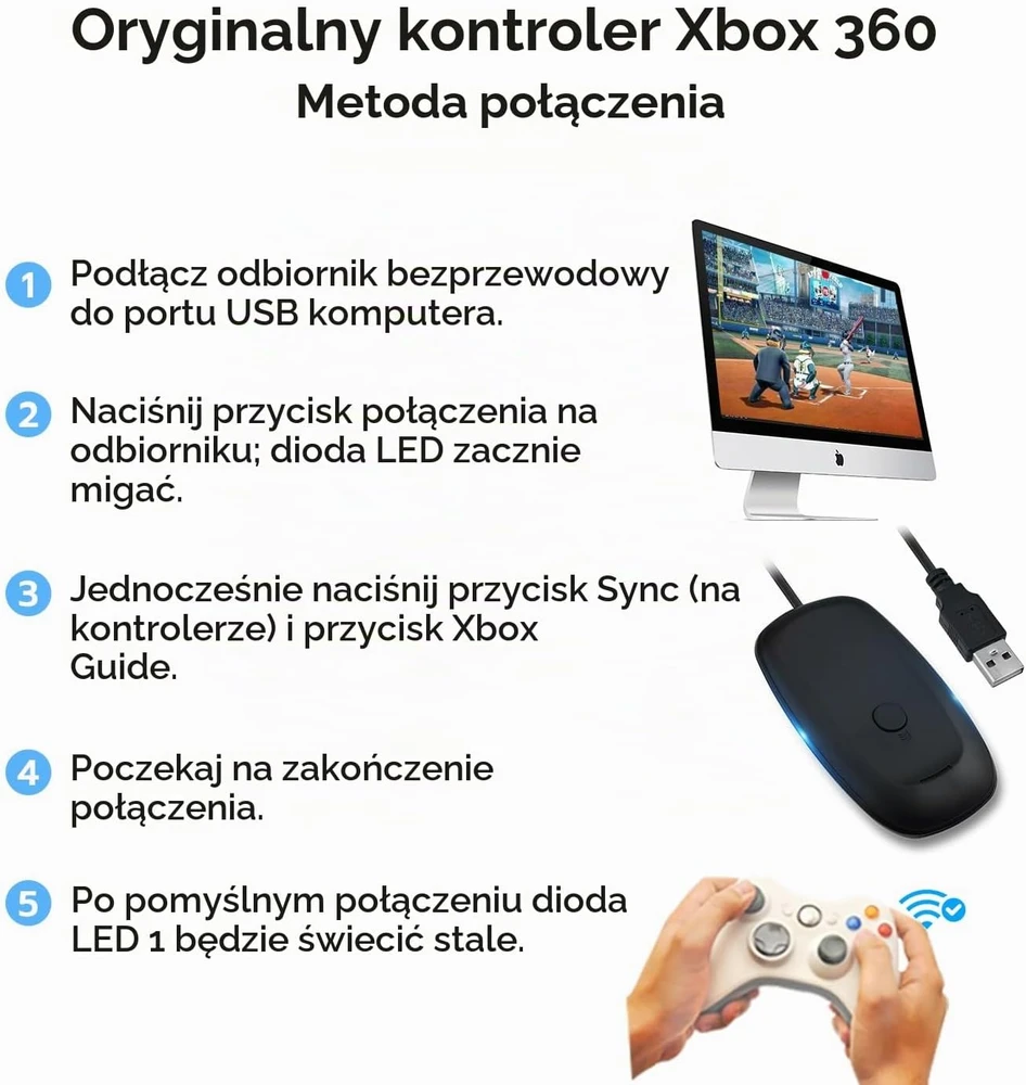 Mcbazel belaidis USB 2.0 imtuvas XBOX 360 valdikliams, Windows, 9 m, 360-recrk