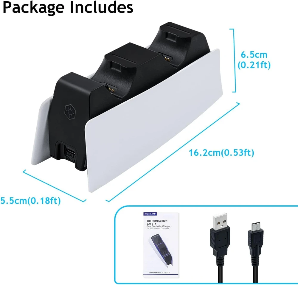 Mcbazel dviguba įkrovimo stotelė PS5 DualSense valdikliams, USB-C, 10 W, HC-A3705