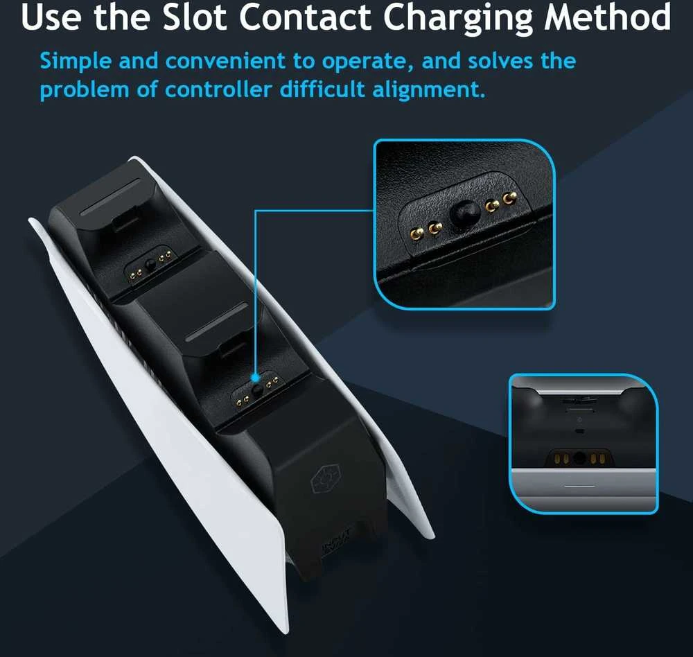 Mcbazel dviguba įkrovimo stotelė PS5 DualSense valdikliams, USB-C, 10 W, HC-A3705