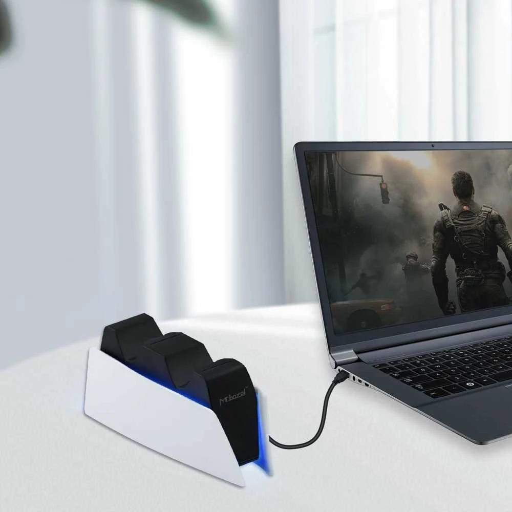 Mcbazel dviguba įkrovimo stotelė PS5 DualSense valdikliams, USB-C, 10 W, HC-A3705