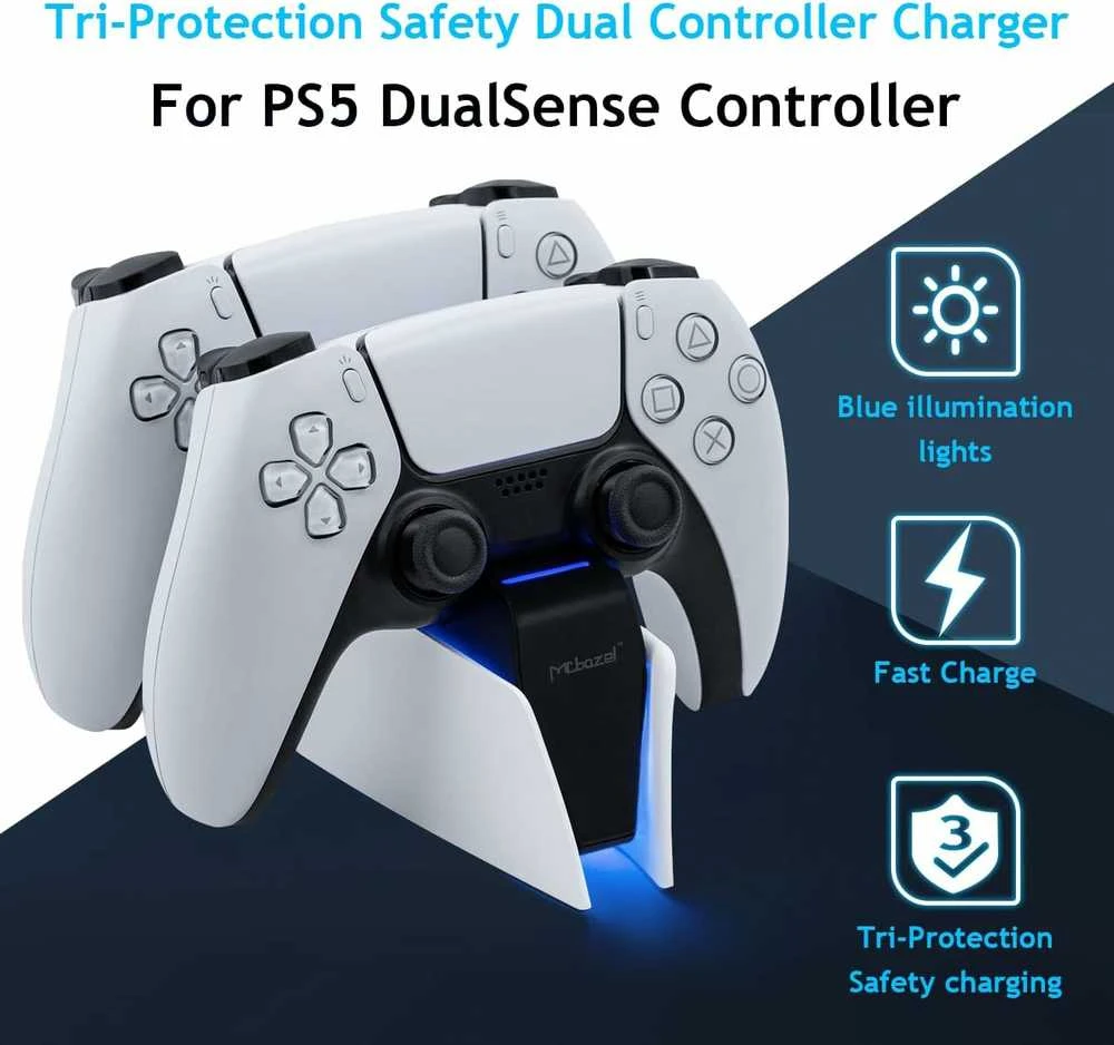 Mcbazel dviguba įkrovimo stotelė PS5 DualSense valdikliams, USB-C, 10 W, HC-A3705