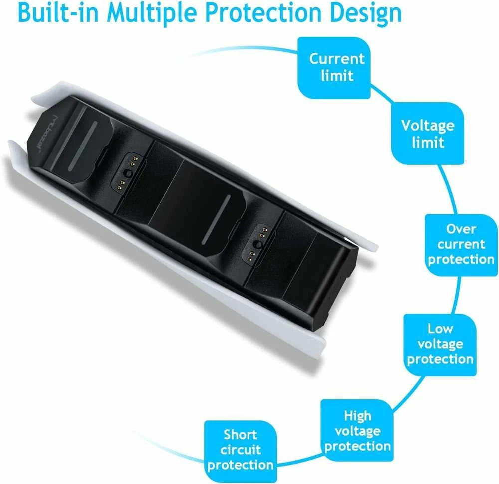 Mcbazel dviguba įkrovimo stotelė PS5 DualSense valdikliams, USB-C, 10 W, HC-A3705