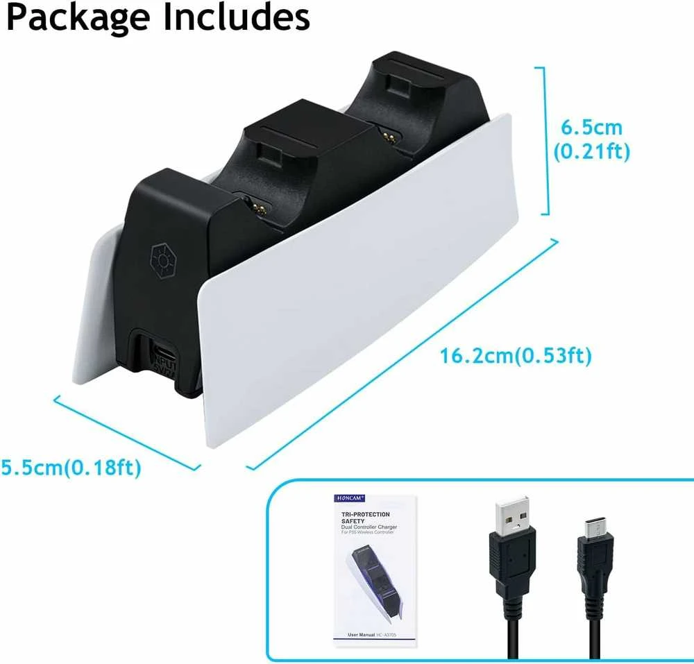 Mcbazel dviguba įkrovimo stotelė PS5 DualSense valdikliams, USB-C, 10 W, HC-A3705