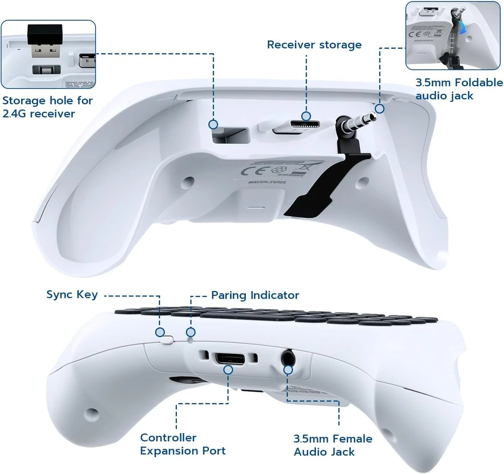 Mcbazel kompaktiška belaidė klaviatūra XBOX valdikliams, 2,4 GHz, QWERTY, 47 klavišai