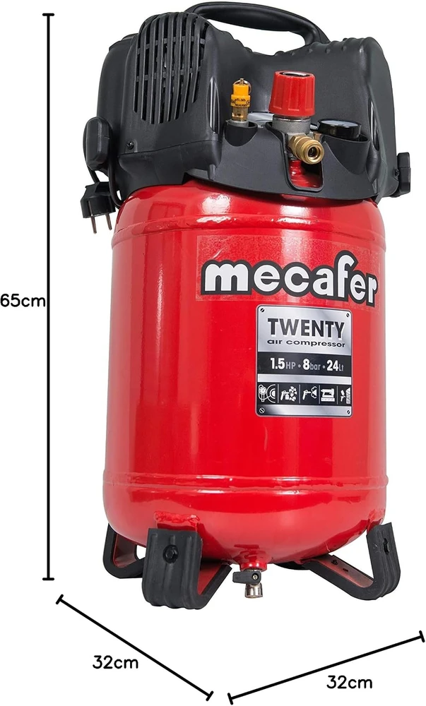 Mecafer vertikalus oro kompresorius 24 l, 1100 W, 8 bar, 425062