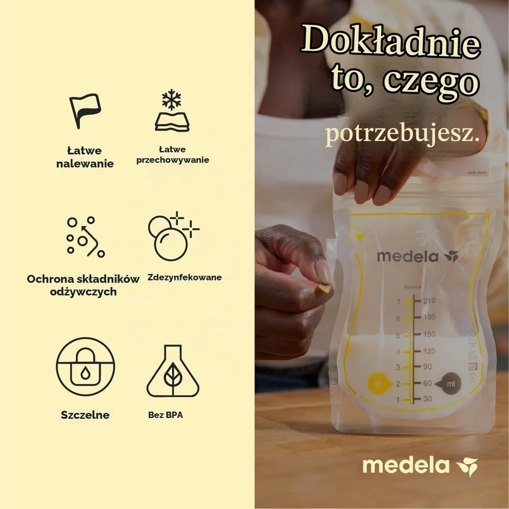 Medela Easy Pour vienkartiniai pieno laikymo maišeliai 210 ml, 100 vnt., 101046322
