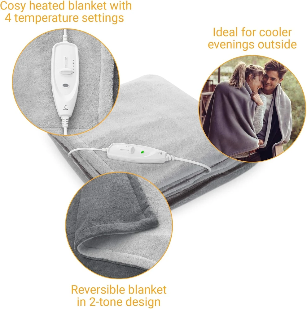 Medisana | Šildymo antklodė | HDW Cozy | Šildymo lygių skaičius 4 | Asmenų skaičius 1-2 | Skalbiamas | Nuotolinio valdymo pultas | Oeko-Tex® standartas 100 | 120 W | Pilkas