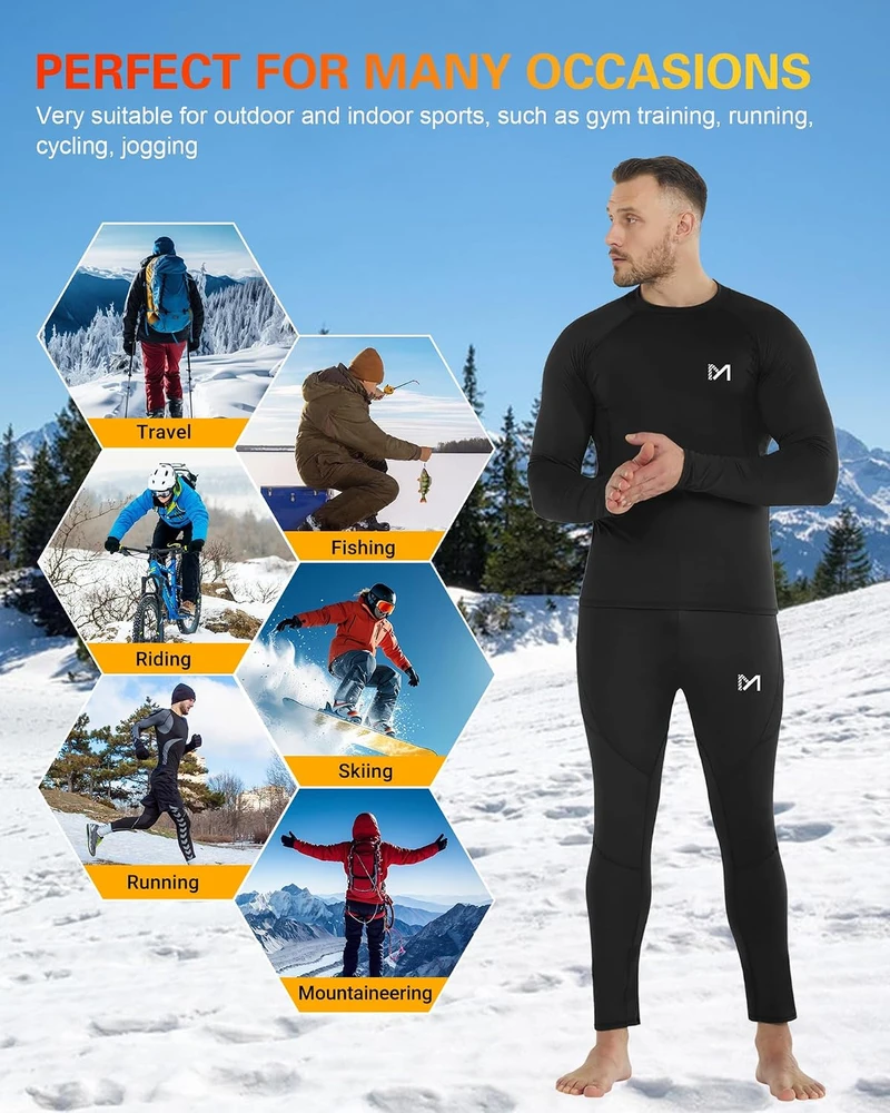 MEETYOO vyriški termo apatiniai, 2 vnt., kvėpuojantys, Thermounterwäsche Herren